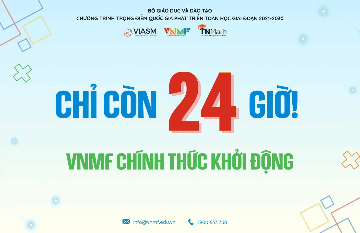 CHỈ CÒN 24H! SÂN CHƠI TOÁN HỌC VNMF SẼ CHÍNH THỨC KHỞI ĐỘNG.