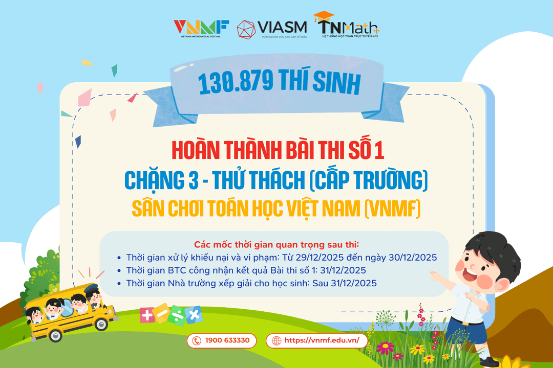 Kết thúc Bài thi số 1 - Chặng 3 (cấp Trường) với 130.879 thí sinh tham gia trên toàn quốc