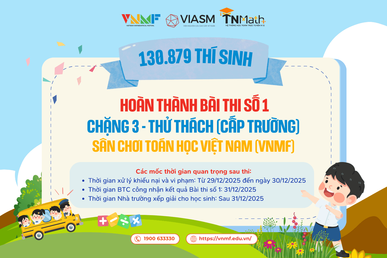 Kết thúc Bài thi số 1 - Chặng 3 (cấp Trường) với 130.879 thí sinh tham gia trên toàn quốc