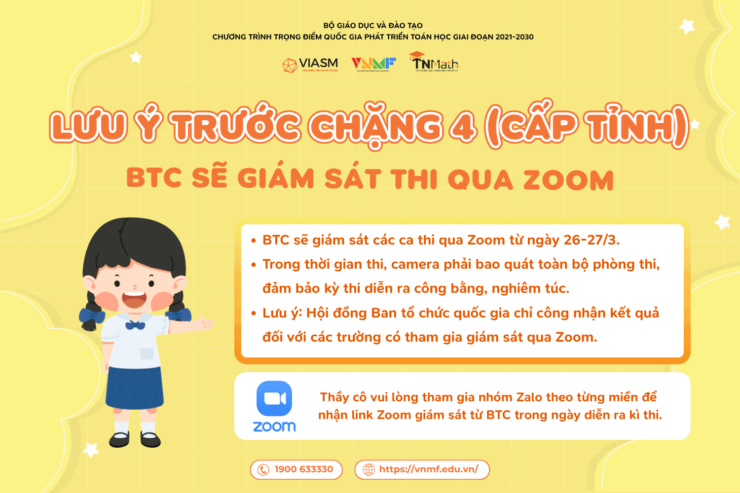 Lưu ý về việc giám sát thi Chặng 4 - Chinh phục (cấp Tỉnh) qua Zoom