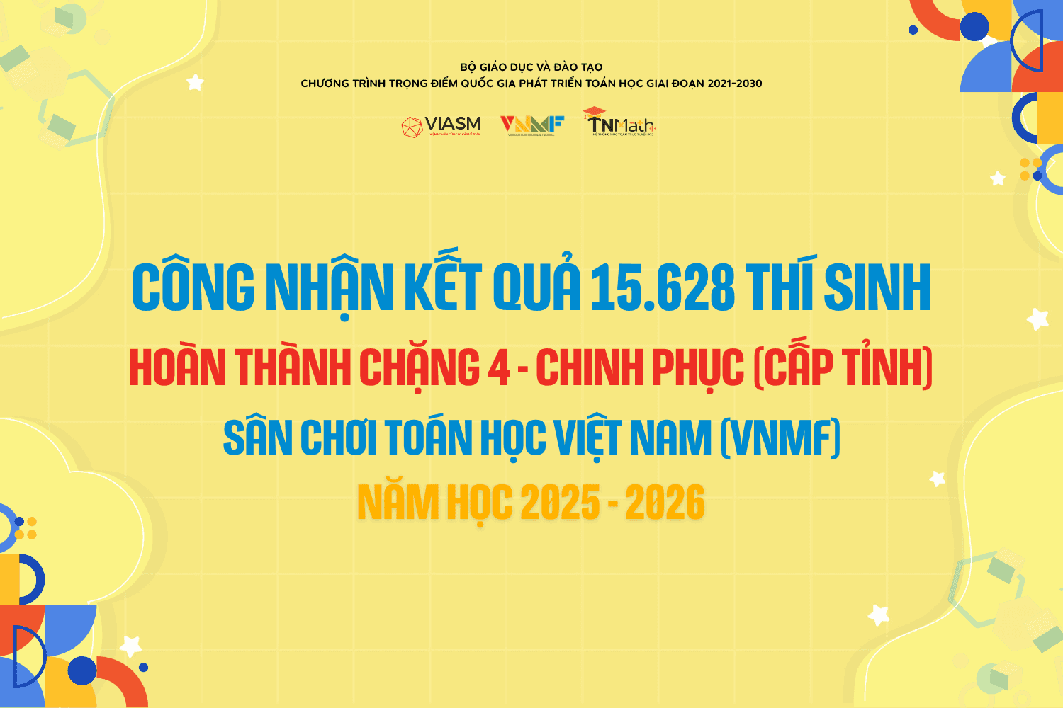 Quyết định về việc công nhận kết quả Chặng 4 - Sân chơi Toán học Việt Nam (VNMF) 2025-2026