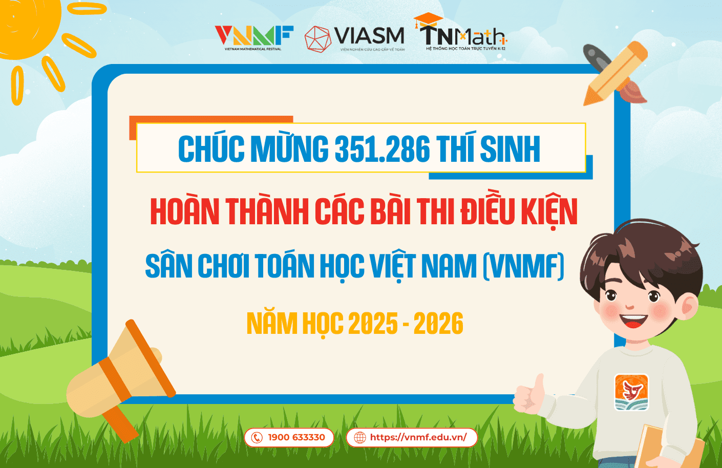 351.286 thí sinh đã hoàn thành bài thi điều kiện Sân chơi Toán học Việt Nam VNMF 2025-2026